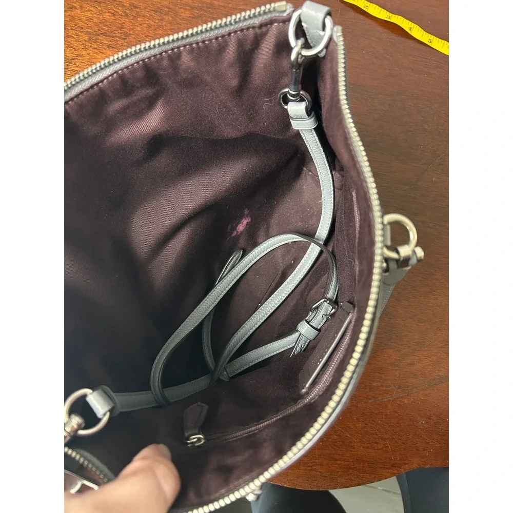 Coach Prairie Satchel Grey Pebbled Leather Crossbody Bag 79997
